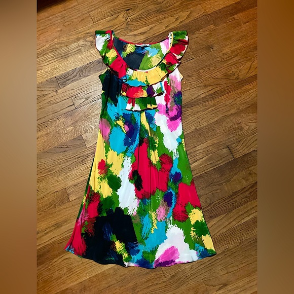 💖Beautiful💖Anthropologie Beth Bowley💖Watercolor💖100% Silk Sundress💖Sz 6 - Picture 2 of 6